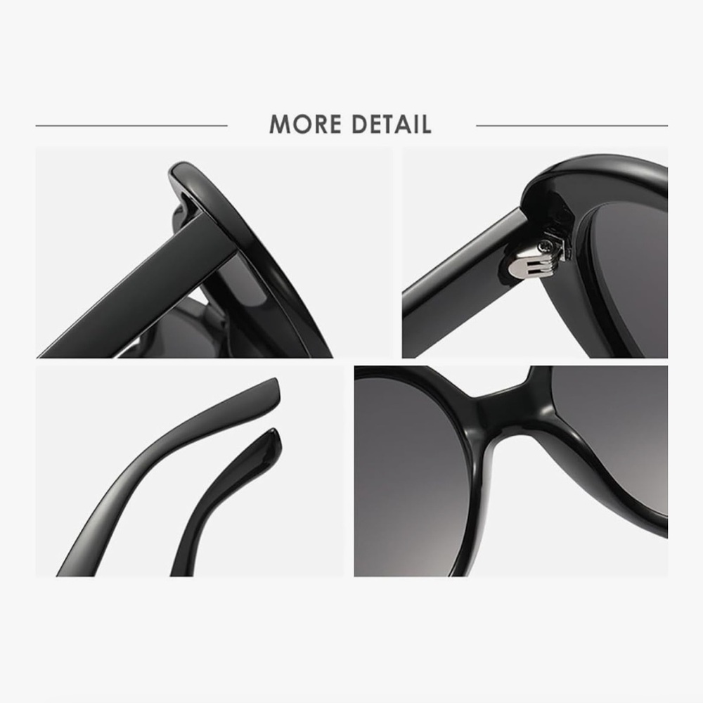 🆕 Heart-Shaped Oversized Women's Sunglasses - Black - Picture 6 of 6